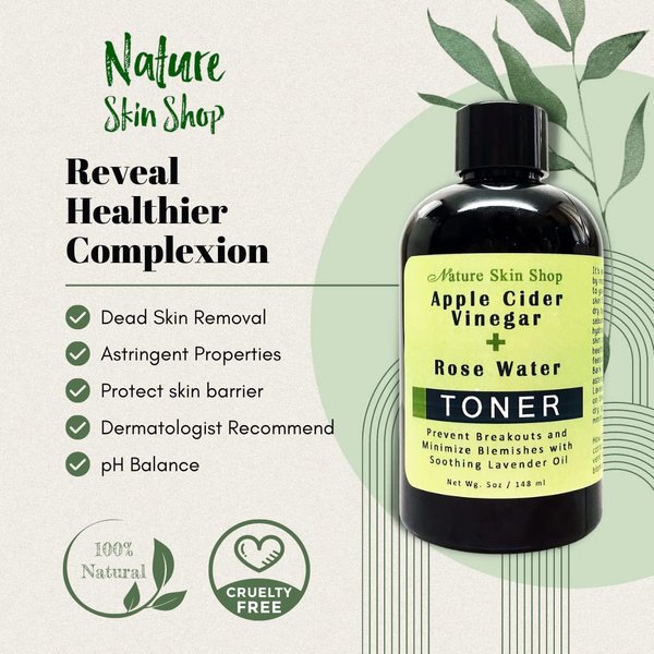 Apple Cider Vinegar + Rose Water Toner - Prevent Breakouts and Minimize Blemishes with Soothing Lavender Oil, ACV Face Toner