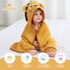 MICHLEY Bamboo Viscose Baby Hooded Bath Towel for Boys and Girls, 29.5 x 29.5 Inch Ultra-Soft and Quick-Drying Infant Bathrobe (Lion)