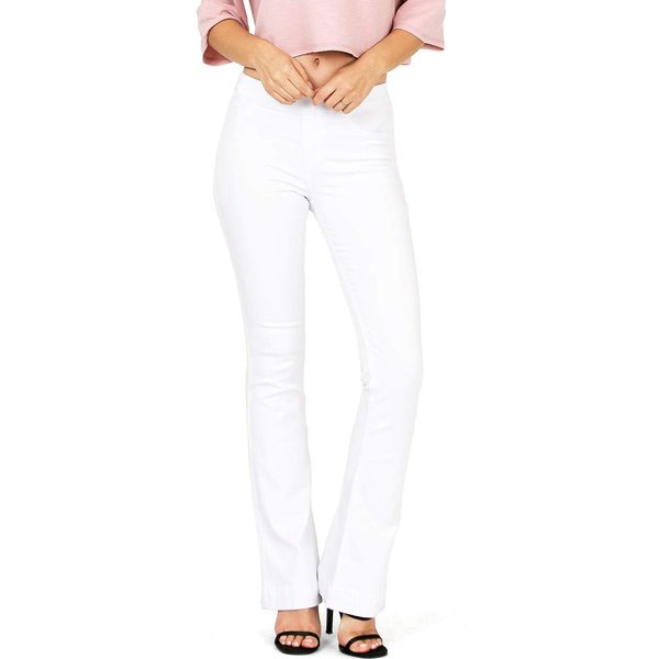 Cello Women's Juniors Mid Waist Skinny Fit Bootcut Pants (XL, White)