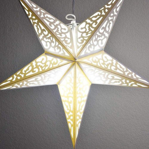 PaperLanternStore.com 24 Inch Atomic White w/Tissue Paper Star Lantern, Hanging Decoration