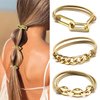 Bracelet Hair Ties Decorative Gold, Pretty High Ponytail Holder Cute Elastic Ponytail Jewelry Luxury Scrunchies Khaqi