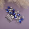 Teyglen Blue Rhinestone Bridal Side Comb Crystal Bride Wedding Hair Comb Sparkly Hair Accessories Rhinestone Headpiece for Women Hair Piece (Blue)