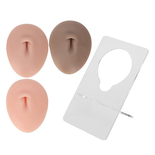 3pcs Silicone Navel Model, 3D Simulation Belly Button Model for Piercing Practice, Fake Soft Silicone Belly Model for Jewelry Studs Display Acupuncture Teaching