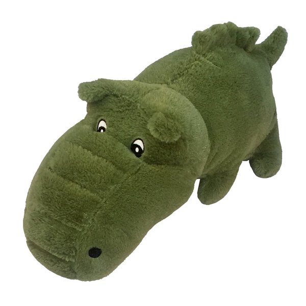 Petlou Durable Plush Dog and Cat Toys with Multi-Squeaks and Crinkle Paper .17-Inch Alligator Green