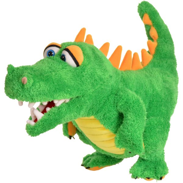 Living Puppets 17-Inch Plush Green Alligator Hand Puppet - Fine European Design, Ultra-Soft and Cuddly, Promotes Child Development, Safety Certified, Teacher-Recommended for Boys and Girls