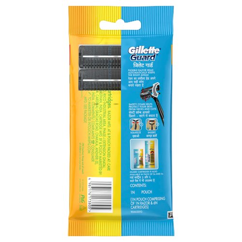 Gillette Guard Manual Shaving Razor Blades - 6 Cartridges, 1 Razor