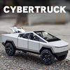 Cybertruck Toy 1/24 Die Casting Cyber Truck with Alloy Motorcycle Diecast Metal Display Model Pickup Truck Toy Race Car with Sound and Light Effct Ideal Gift Age for 6 Year Up (Silver)