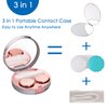 TreaHome 2 Pack Contact Lens Case, Contact Case Travel with Cleaner Washer, Tweezers, Remover Tool Contact Solution Bottle (Rose Gold)
