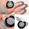 Afflano Silver Glitter Eyeshadow Super Pigmented, Intense Color Gray Silver Eyeshadow Palette Single, Long Lasting Sparkle Shimmer Metallic Glitter Eyes Look, Blendable Neutral Grey Eye Shadow Makeup