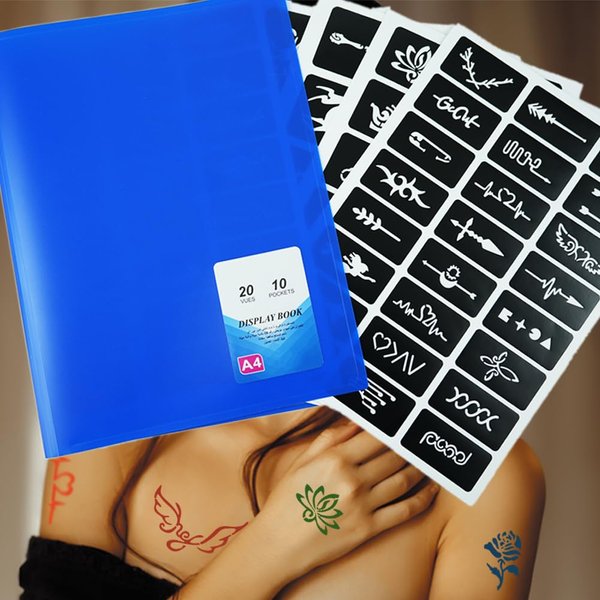Xmasir 20 Sheet (446 Pieces) Airbrush Tattoo Stencils Album Art Book,Small Glitter Henna Tattoo Kit Semi permanent Tattoo for Body Painting