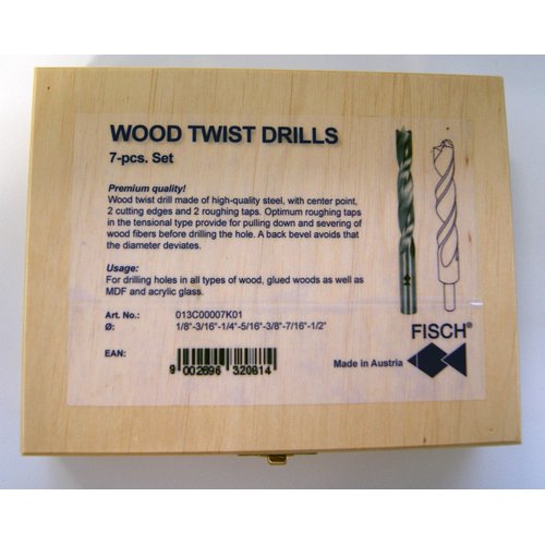 Fisch - 013C00007K01 FSF-320814 High Speed Steel Double Flute Brad Point Drills Bit, 7-Piece Set