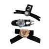 GUEDKIKL 3pcs Camellia Hair Clips, Velvet Big Bowknot Hair Clips with Camellia Flower, Elegant Camellia Flower Shark Clip Crab Clip for Women Girls