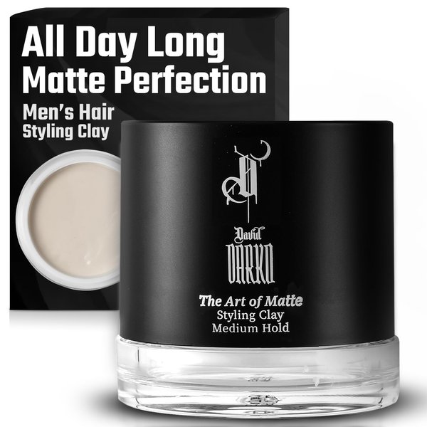 David Darko - Hair Clay for Men, Beeswax & Avocado Oil Grooming Clay, Medium Hold Matte Finish, Hair Styling Clay with Easy Washout, Adds Texture and Volume, Made in USA, 2.82 oz