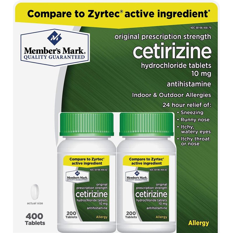 Member's Mark Cetirizine Hydrochloride 10mg Antihistamine 400 Tablets ...