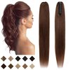 SEGO Claw Clip Ponytail Extension Human Hair Clip in Ponytail Hair Extensions 100% Real Human Hair Pony Tails Hair Extensions Long Straight For Women 20 Inch Medium Brown 120 Gram