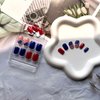 Independence Day Press on Nails Short Square Fake Nails American Flag Designs False Nails Glossy 4th of July Red Blue Acrylic Nails USA Patriotic Full Cover Glue on Nails for Women and Girls