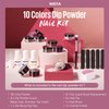 MEFA Dip Powder Nail Kit Shimmery Purple Burgundy Brown Champange 10 Dark Colors Fall Winter Dipping Powder with Base Top Coat Activator Liquid Set Recycling Tray, French Nail Art Manicure Salon