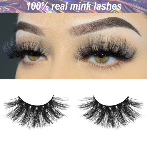 Mink Lashes Bulk 22mm Lashes Fluffy Yasnai Eyelashes, Real Mink Lashes 6 Pairs Pack Wispy Long 9D EyeLashes Wholesale