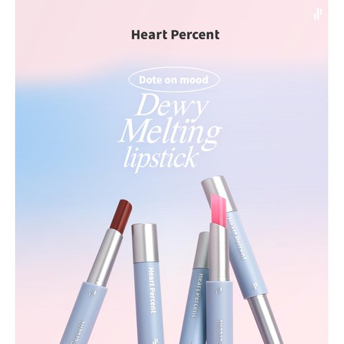 Heart Percent Dote On Mood Dewy Melting Lipstick High-Shine Glow & Wet Look Glossy Finish Lip Color, 01. Dewy Glow