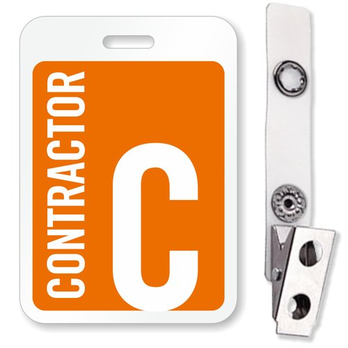 SmartSign Contractor Reusable ID Badge with Bulldog Clip | 3" x 2.125"