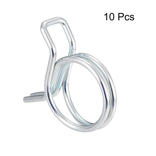 uxcell Double Wire Spring Hose Clamp 18mm Inner Dia Fit 18.5-20mm OD Hose Fuel Line Silicone Tube Spring Clips Zinc Plated 10Pcs