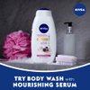 NIVEA Refreshing Wild Berries and Hibiscus Body Wash, Scented Body Wash with Nourishing Serum, Plant-Derived Oils, Essential Skin Lipids and Vitamins, 20 Fl Oz Bottle