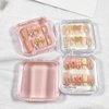 SUKPSY 4pcs Plastic Press on Nail Storage Box with Adhesive Double Sided Tape Fake Nail Display Storage Box Acrylic Nail Packaging Box for Nail Salon Home Storage Supplies(Pink/Clear)