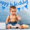 Half Birthday Decorations 6 Months Baby Boy Banner Cupcake Topper Pick 1/2 Half Year Cake Topper Triangle Flag Banner Confetti Balloons for Girl Boy Baby Shower (Dark Blue)