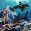 Ocean Sea Marine Animal Figure Toys Playsets 3 PCS Diver Whale Shark Killer Whale Model Toy Desktop Decoration Collection Party Favors Toys for Boys Girls Kids