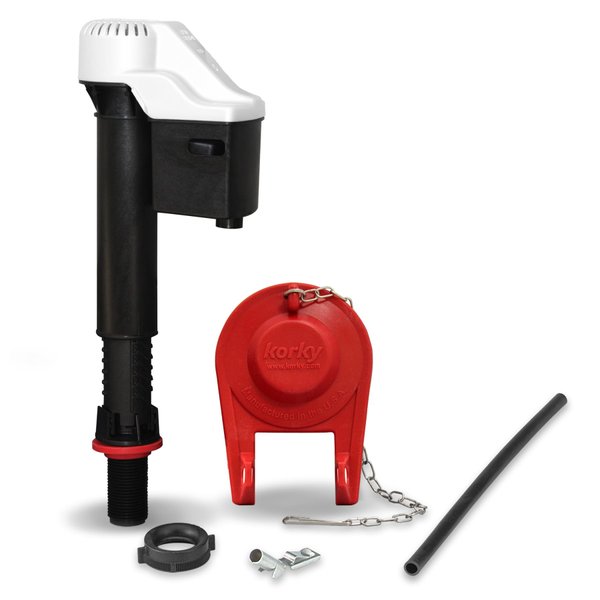 Korky 818BP QuietFILL Universal Toilet Fill Valve and Premium Flapper Easy to Install and Quiet-Made in USA, 2 Inch, Black