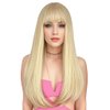 ENTRANCED STYLES 𝐁𝐥𝐨𝐧𝐝𝐞 𝐖𝐢𝐠 𝐰𝐢𝐭𝐡 𝐁𝐚𝐧𝐠𝐬, Long Straight Wigs for Women Natural Hair Wigs Synthetic Blonde Wigs for Girls Daily Party Halloween Cosplay Wig 22 Inch
