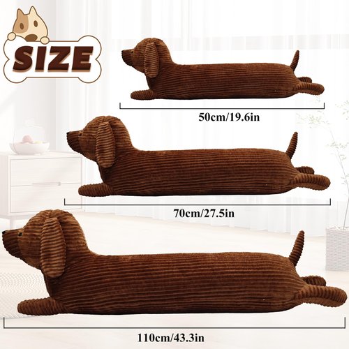 Enhopty 27.5” Giant Dachshund Dog Plush Pillow Puppy Wolf Stuffed Animal Plushie Hugging Long Body Throw Sleeping Pillow for Kids Christmas(27.5inch, Dachshund)