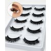 False Eyelashes Cat Eye Look: Gekinye 3D Fluffy Wispy Volume Curl Faux Mink Lashes 5 Pairs - Handmade Natural Reusable Strip Lashes