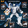 WULOBOOI 6 in 1 Space Transforming Mech Building Block Sets, STEM Robot Warrios Space Station Exploration Shuttle Rockets Building Kit, Cool Christmas Birthday Gifts for Adults Kids 10+ (527 PCS)