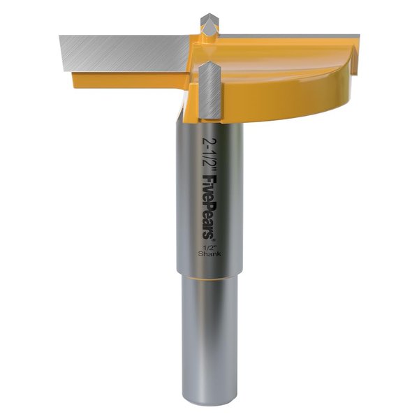 FivePears Forstner Drill Bit 1/2 inch Shank, 2-1/2 inch Cutting Diameter, Carbide Tipped Wood Hole Saw Auger Opener, Hole Opener Hinge Hole Cutter for Woodworking, Plastic, Plywood Products