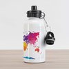 Ambesonne Map Aluminum Water Bottle, Low Poly Style Illustration of World Map Mosaic with Graded Rainbow Colors, Insulated Spill-Proof Travel Sports Water Bottle, 16.9 OZ, Magenta Blue