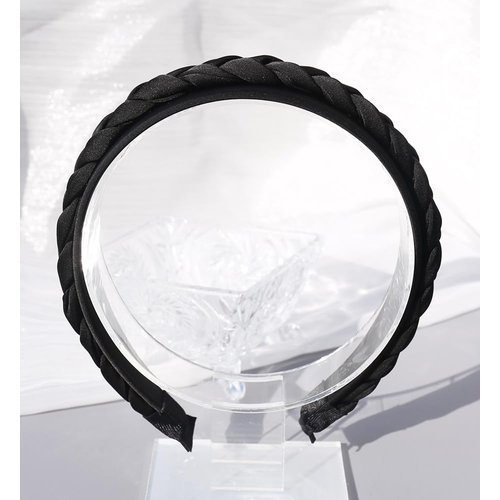 LisLic Womens Wide Padded Braided Satin Fabric Headbands for Women Girls, Cute Elegant Daily Headband Hair Accessories Christmas Gift (Braided Black)