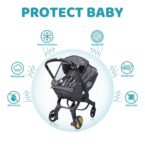 Universal Car Seat Rain Cover,Weather Shield for Infant Car Seat with Storage Bag, Side Ventilation & Handle Opening, Provides Extra Protect Baby During The Covid-19, Baby Travel Accessories(Black)