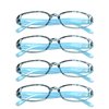VisionGlobal 4 Pairs Reading Glasses with Spring Hinge, Blue Light Blocking Glasses for Women/Men (Blue,+1.00 Magnification)