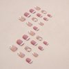 French Tip Press on Nails Short Petite Fake Nails Square Matte False Nails with Flower Designs Acrylic Nails Cute Extra Short Pink Glue on Nails Reusable Artificial Stick on Nails for Women Girls