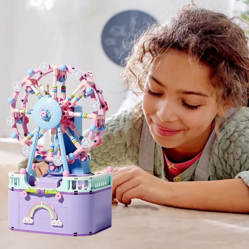 RIXINC Rotating Ferris Wheel Model Building Sets with Music Box, Girls Toys 6 7 8 9 10 11 12 13 14 Years Old and up, Toys for Girls Christmas and Birthday Gifts for Adults and Kids (710pcs)