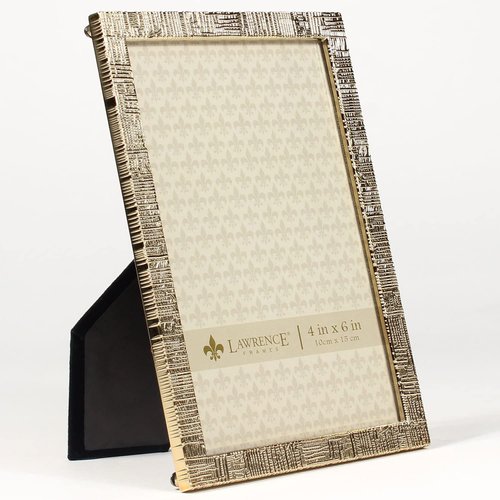 Lawrence Frames 4W x 6-Inch H Gold Metal Picture Frame with Linen Pattern (712346)