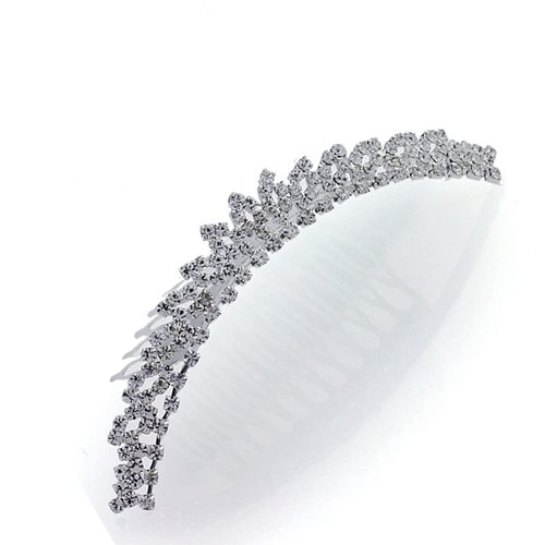 Decorative Hair Comb Medium Tiara White Rhinestone Crystal Bridal Hair Comb, White