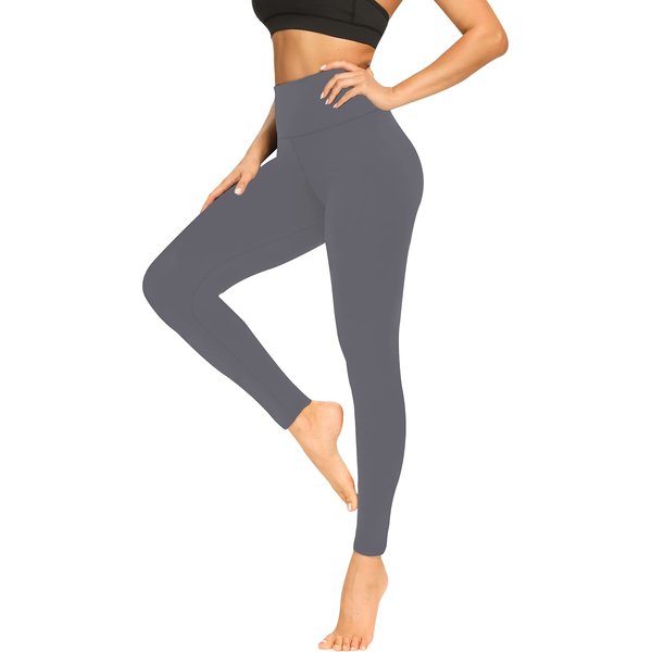 High Waisted Leggings for Women No See-Through Tummy Control Yoga Pants Workout Leggings-Reg&Plus Size (Grey, Small-Medium)