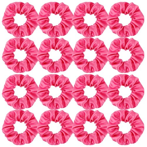 16 Pacs Satin Scrunchies Bridesmaid Proposal Gifts Hair Ties Scrunchies for Women Girls Bachelorette Party Favors(Hot pink)