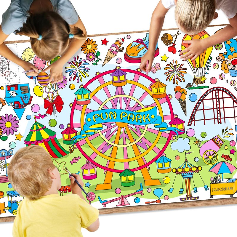 Giant Coloring Poster for Kids,35x72Inch Fun Park Drawing Paper ...