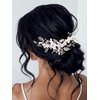 Catery Flower Wedding Hair Vine Rose Gold Rhinestone Bridal Headpiece Pearl Bride Hair Accessories for Women and Girls
