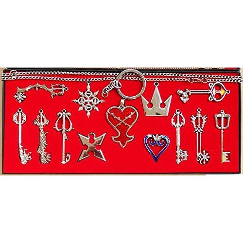 XCOSER Kingdom Hearts Keyblade Sora Weapon Keychain Pendant for Collection mens Silver 13pcs