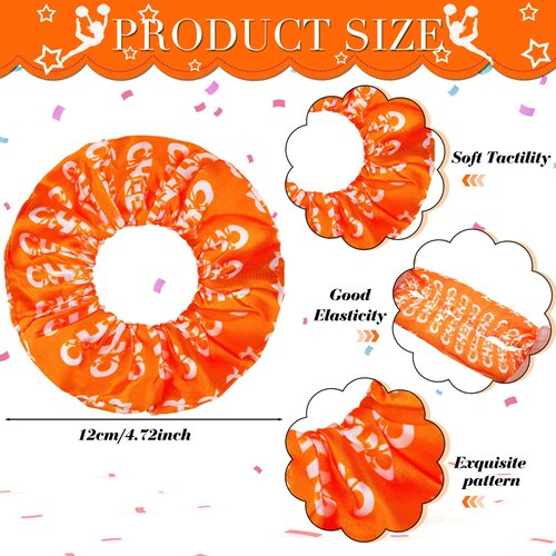 WILLBOND 20 Pcs Cheer Scrunchies Cheer Hair Accessories Cheerleading Hair Ties Elastic Scrunchies Hairband Cheerleading Gifts for Girls Women Team Sport Player Gift Birthday Party (Orange)