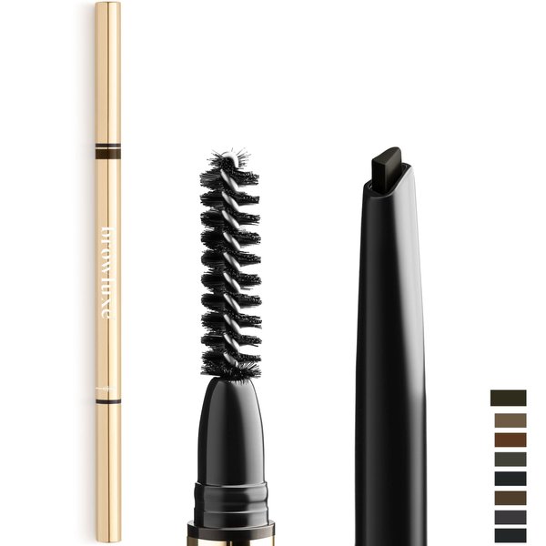 Browluxe Eyebrow Pencil, Smudge Proof Mechanical Pencil With Spoolie Eyebrow Brush For Flawless Make Up, Compatible With Any Eyebrow Stamp Stencil Kit & Makeup Kit (Coffee)